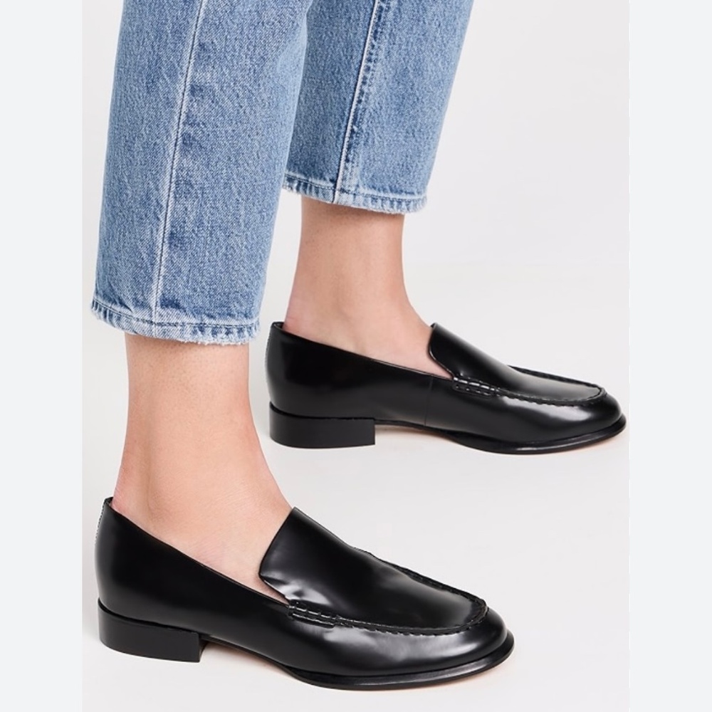 Vince Black Leather Loafer Naomi 36 6 Slides Flats